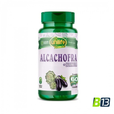 Alcachofra com Berinjela 60 cápsulas 400 mg - Unilife