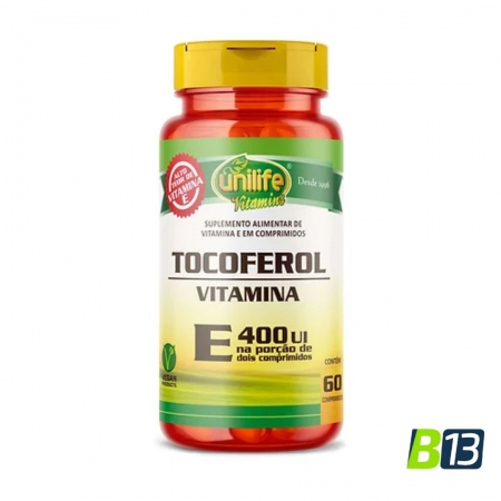 Vitamina E - Tocoferol 60 comprimidos 400ui dose - Unilife