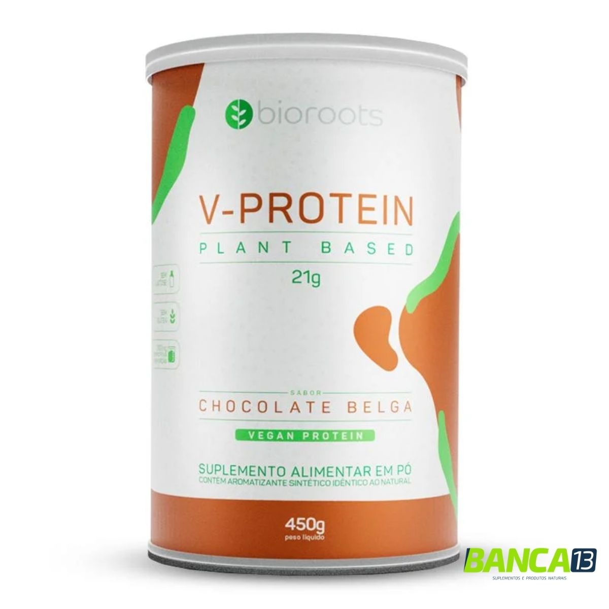 Proteína Vegana V-Protein Chocolate Belga 450g Bioroots