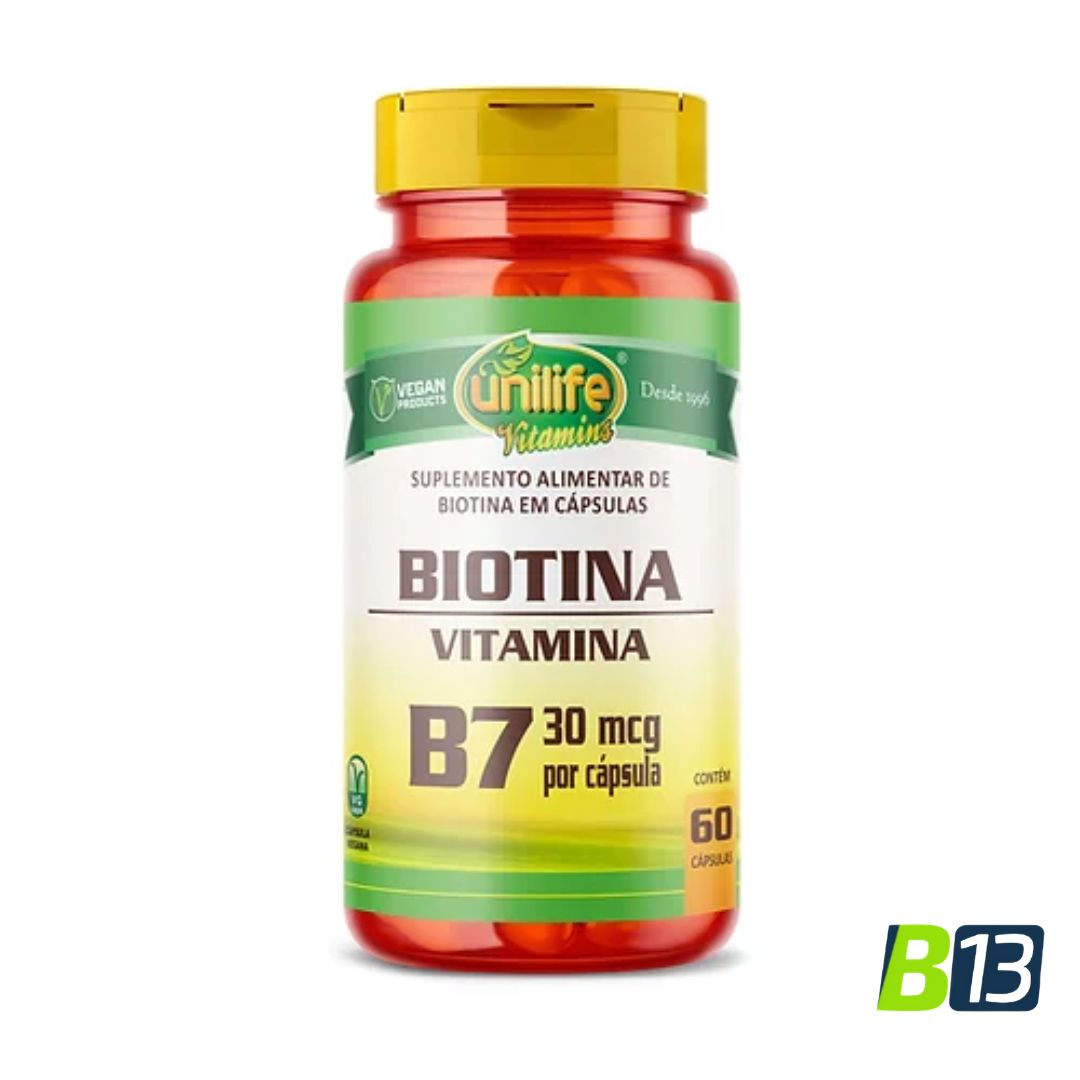 Vitamina B7 - Biotina 60 cápsulas 500 mg - Unilife