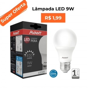 Lâmpada Pera LED 9W - Luz Branca 6500K - Avant
