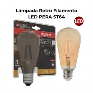 Lâmpada Retrô Filamento  LED PERA ST64
