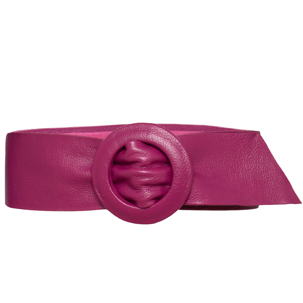 Cinto Faixa de Couro Pink  Encapada - 7,0 cm - Linha Premium VC - Feminino