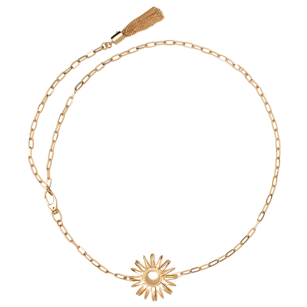 Corrente de Metal Dourado com detalhe em flor e tassel  - Cintos Exclusivos - Feminino
