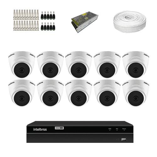 KIT 10 Câmeras de segurança Intelbras VHD 1120 D G6 + DVR Intelbras 16 Canais HD + Acessórios  - Ziko Shop