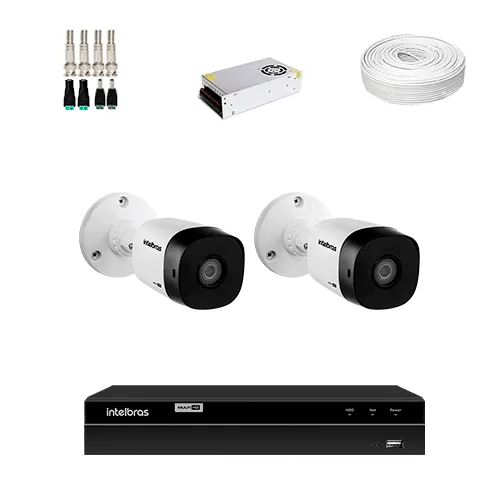 KIT 2 Câmeras de segurança Intelbras VHD 1010 B G6 + DVR Intelbras 4 Canais HD + Acessórios - Ziko Shop