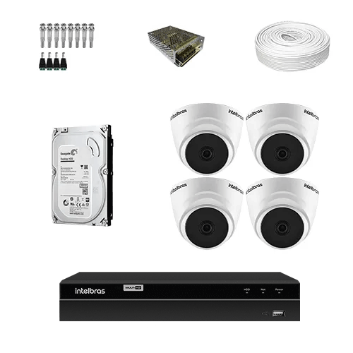 KIT Completo 4 Câmeras de segurança Intelbras VHL 1120 D + DVR Intelbras  + HD para Armazenamento + Acessórios + App Acesso Remoto - Ziko Shop