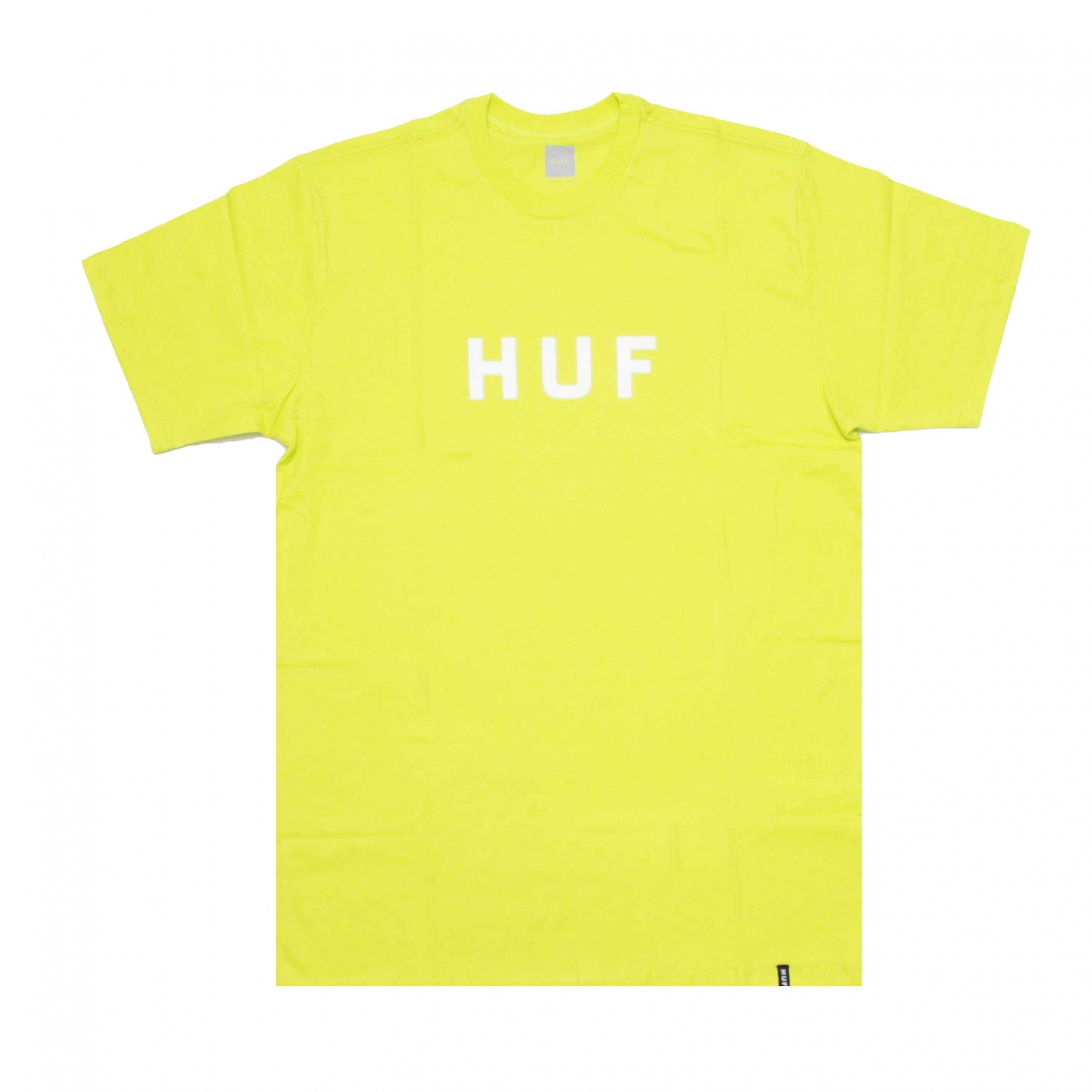 Camiseta HUF Essentials OG Logo - Amarelo Neon
