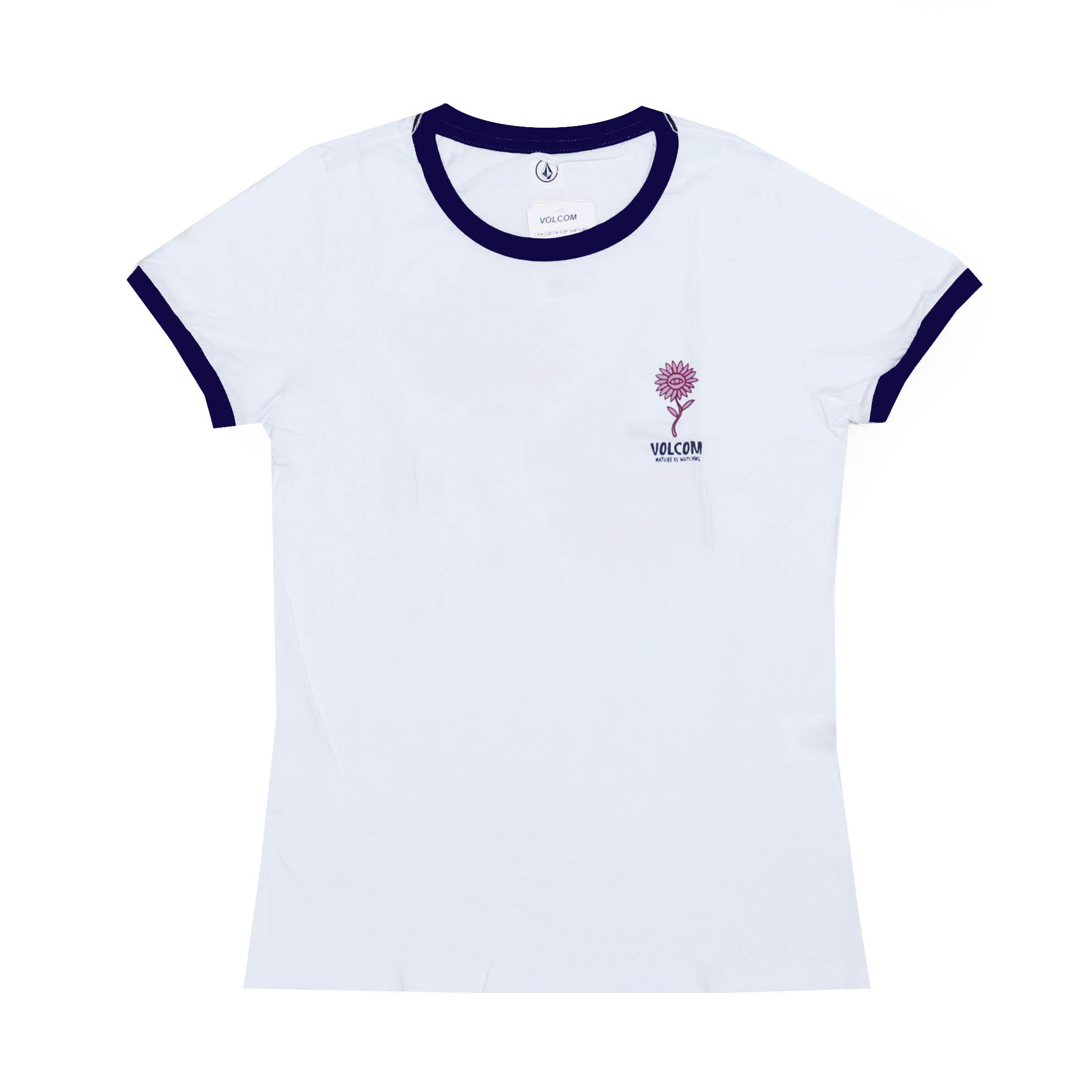Camiseta Volcom Feminina Especial Nature - Branco/Marinho