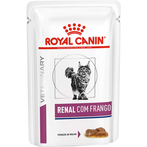 Royal Canin Sachê Feline Veterinary Diet Renal Frango Gatos com Doença nos Rins