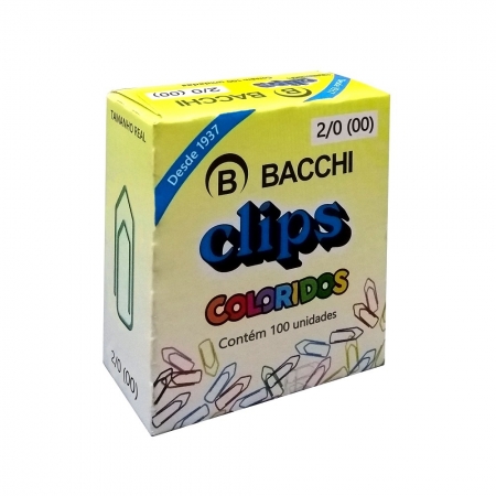 Clips nº 2/0 Coloridos CX 100 UN Bacchi