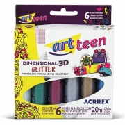 Tinta Dimensional 3D Glitter 6 Cores Acrilex