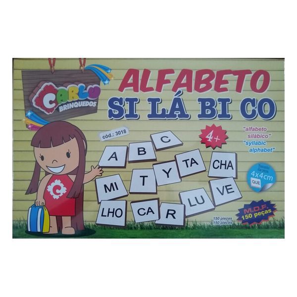 Alfabeto Silábico em Madeira 150 Peças Brinquedo Educativo Carlu