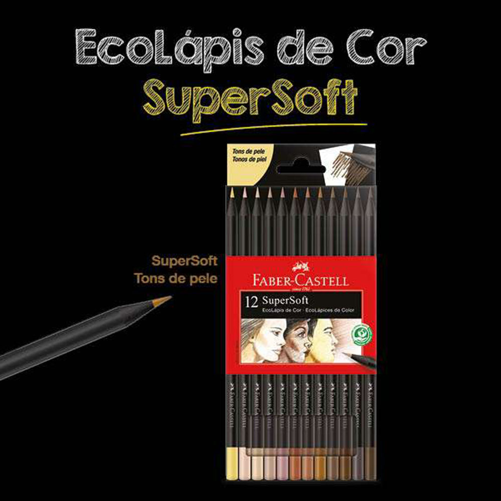 Lápis de Cor Supersoft 12 Tons de Pele Faber-Castell