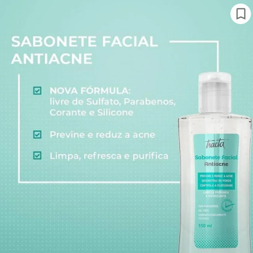 Sabonete Facial Antiacne Oil Free Tracta 150ml Vegano