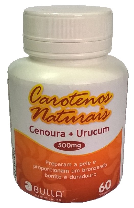 Carotenos Naturais - Cenoura e Urucum 500 mg - 60 cápsulas  - Bulla Farmácia de Manipulação