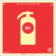 Sinalização Certificada para extintor de incêndio BC E5bc 20x20cm - PVC 2mm