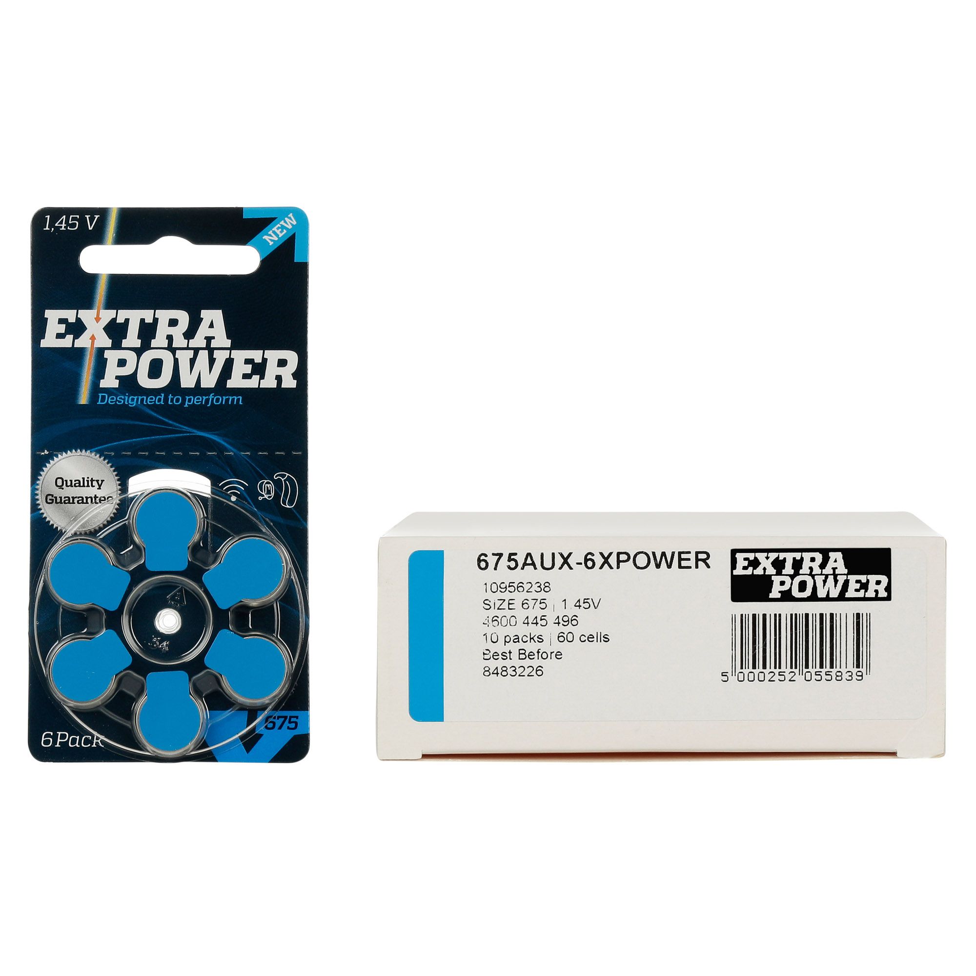 ExtraPower A675 / PR44 - 10 Cartelas - 60 Baterias para Aparelho Auditivo