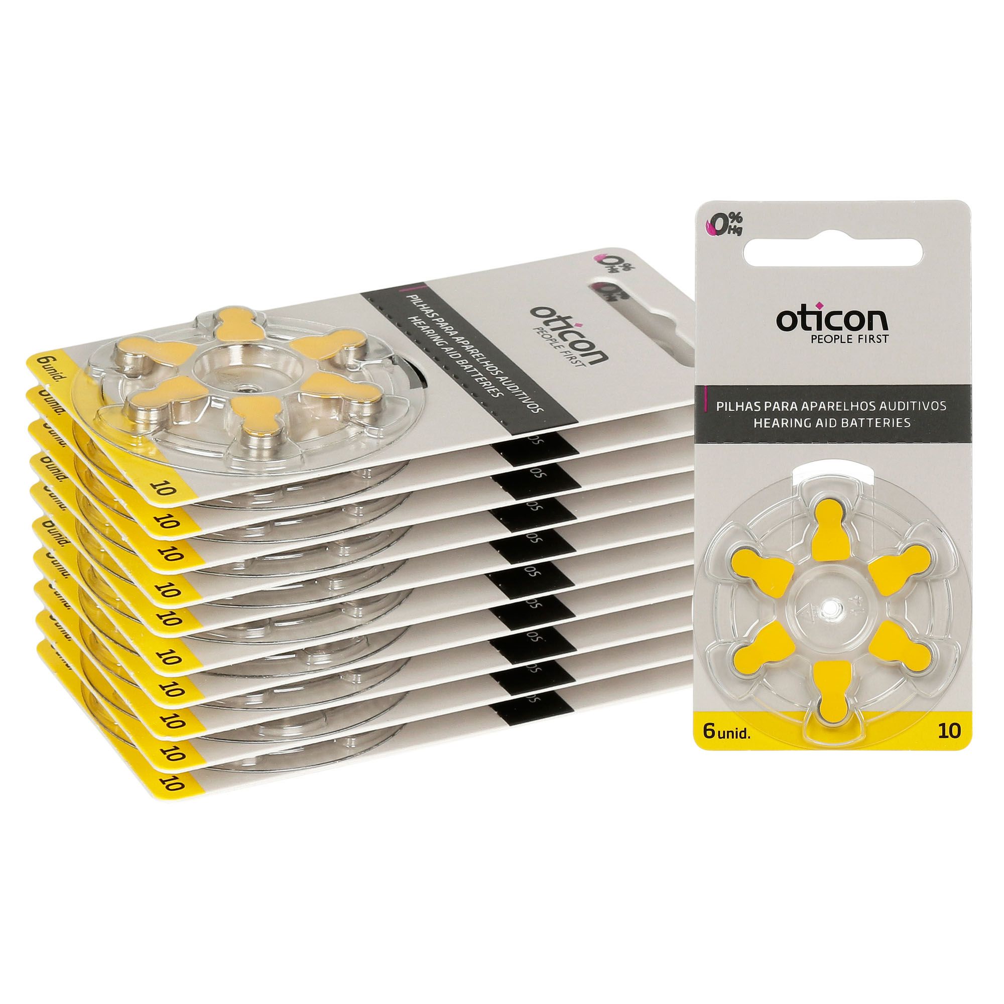 OTICON 10 / PR70 - 10 Cartelas - 60 Baterias para Aparelho Auditivo - SONORA