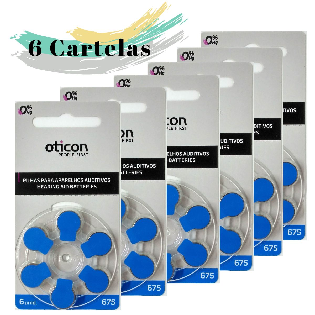 Oticon - 36 Pilhas Bateria Aparelho Auditivo 675 + Silica - SONORA