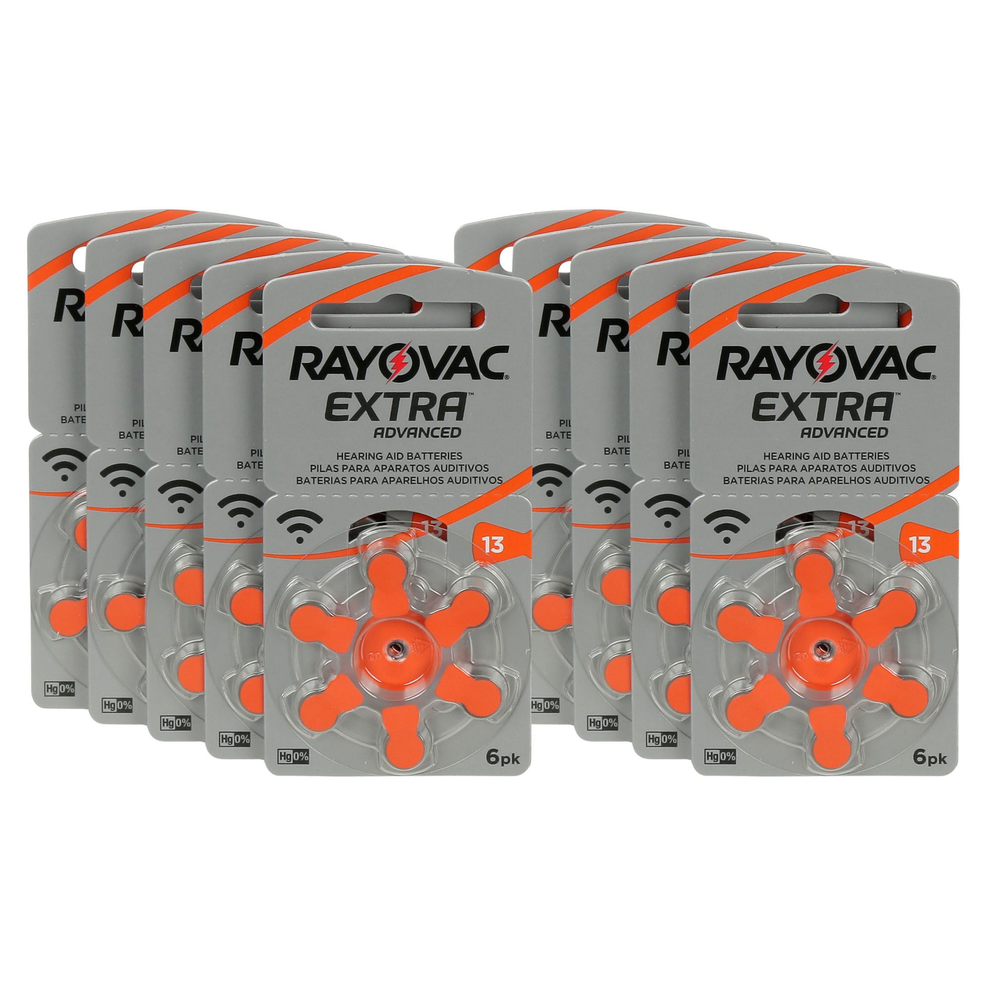 Rayovac 13 / PR48 - 10 Cartelas - 60 Baterias para Aparelho Auditivo