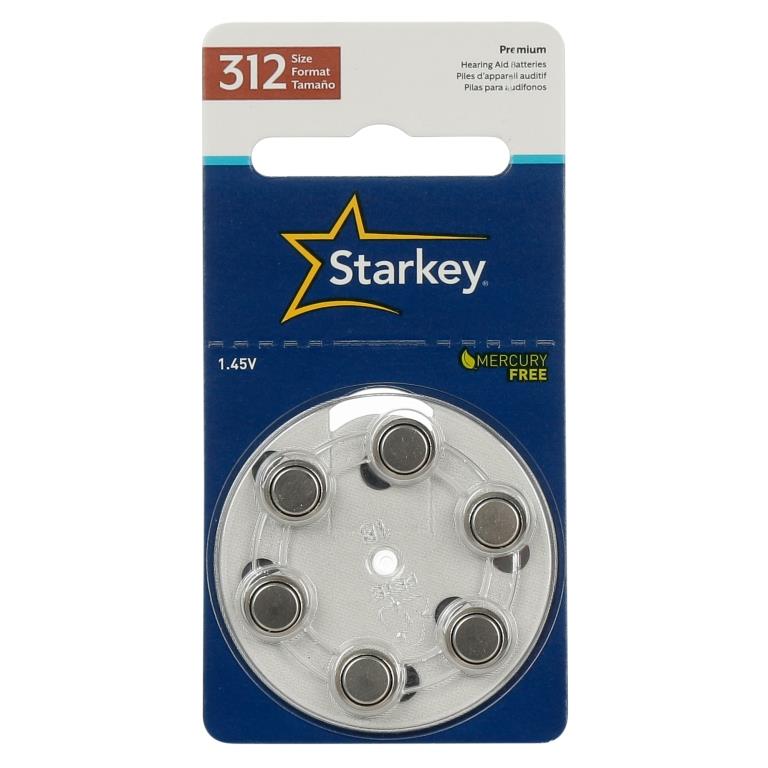 STARKEY S312 / PR41 - 1 Cartela - 6 Baterias para Aparelho Auditivo