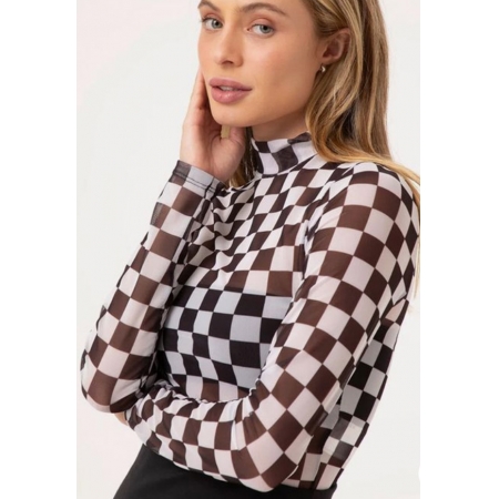 Blusa tule xadrez quadriculado