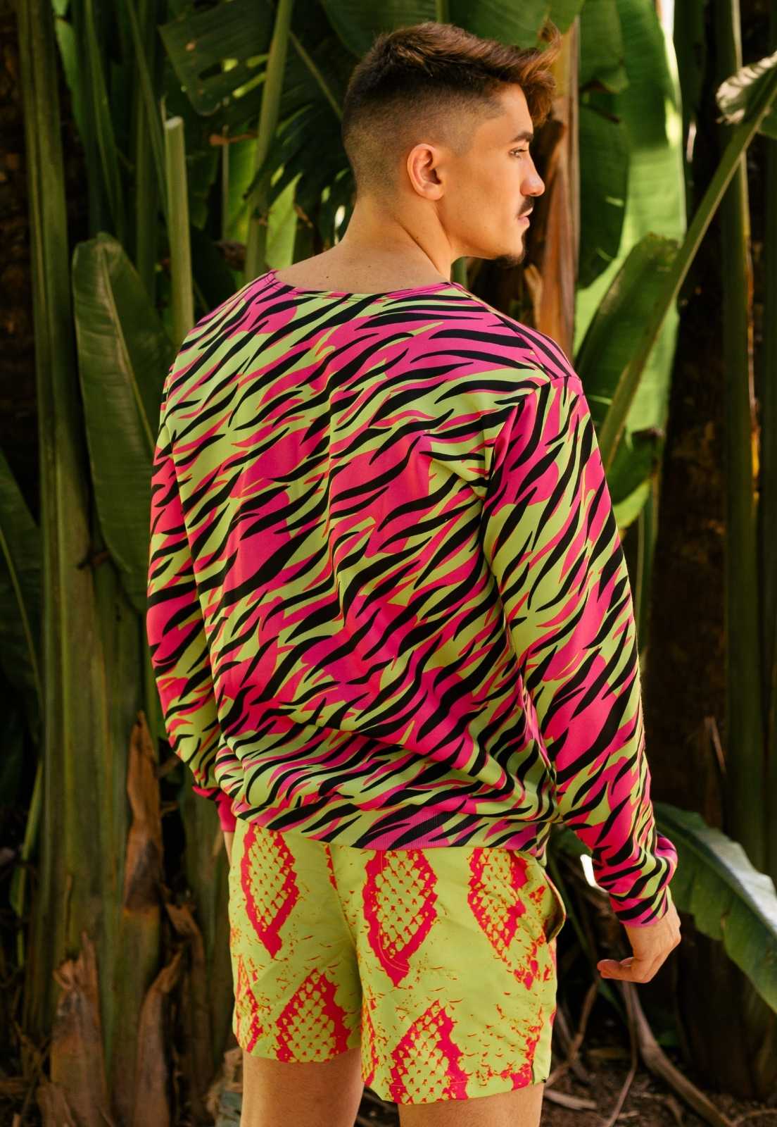 Blusa Moletom Neon Estampada ElephunK Fashion Animal Print Rosa