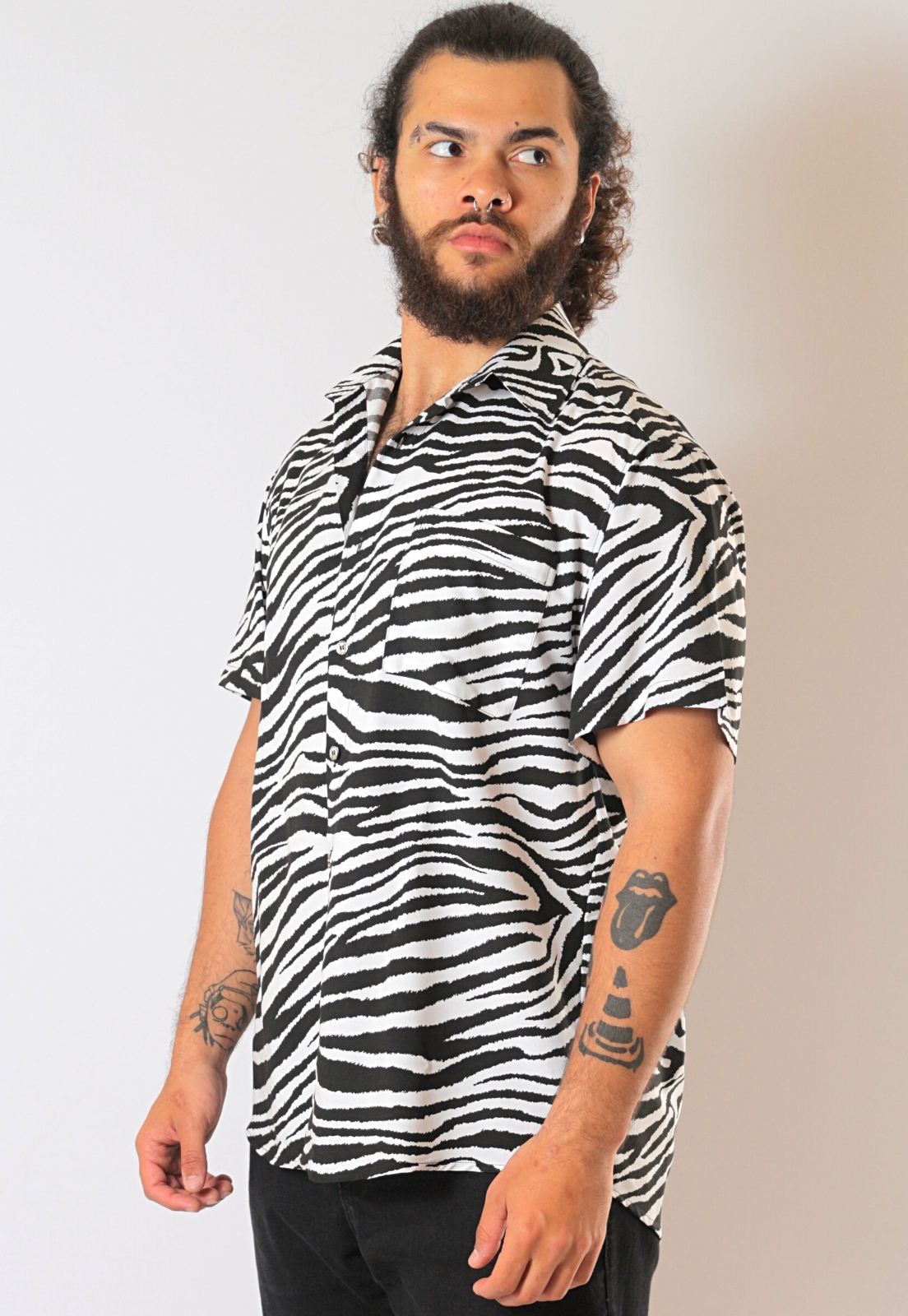 Camisa Animal Print Zebra Estampada ElephunK Zebras Animal Preta