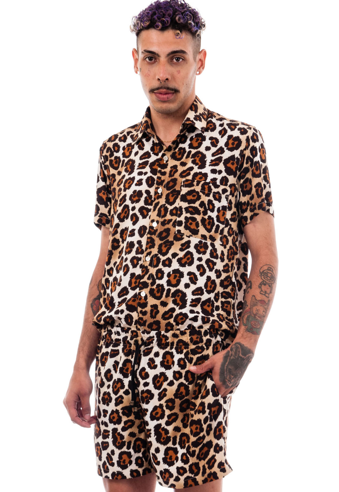 Camisa Oncinha Animal Print Estampada ElephunK Onça Clássica Marrom