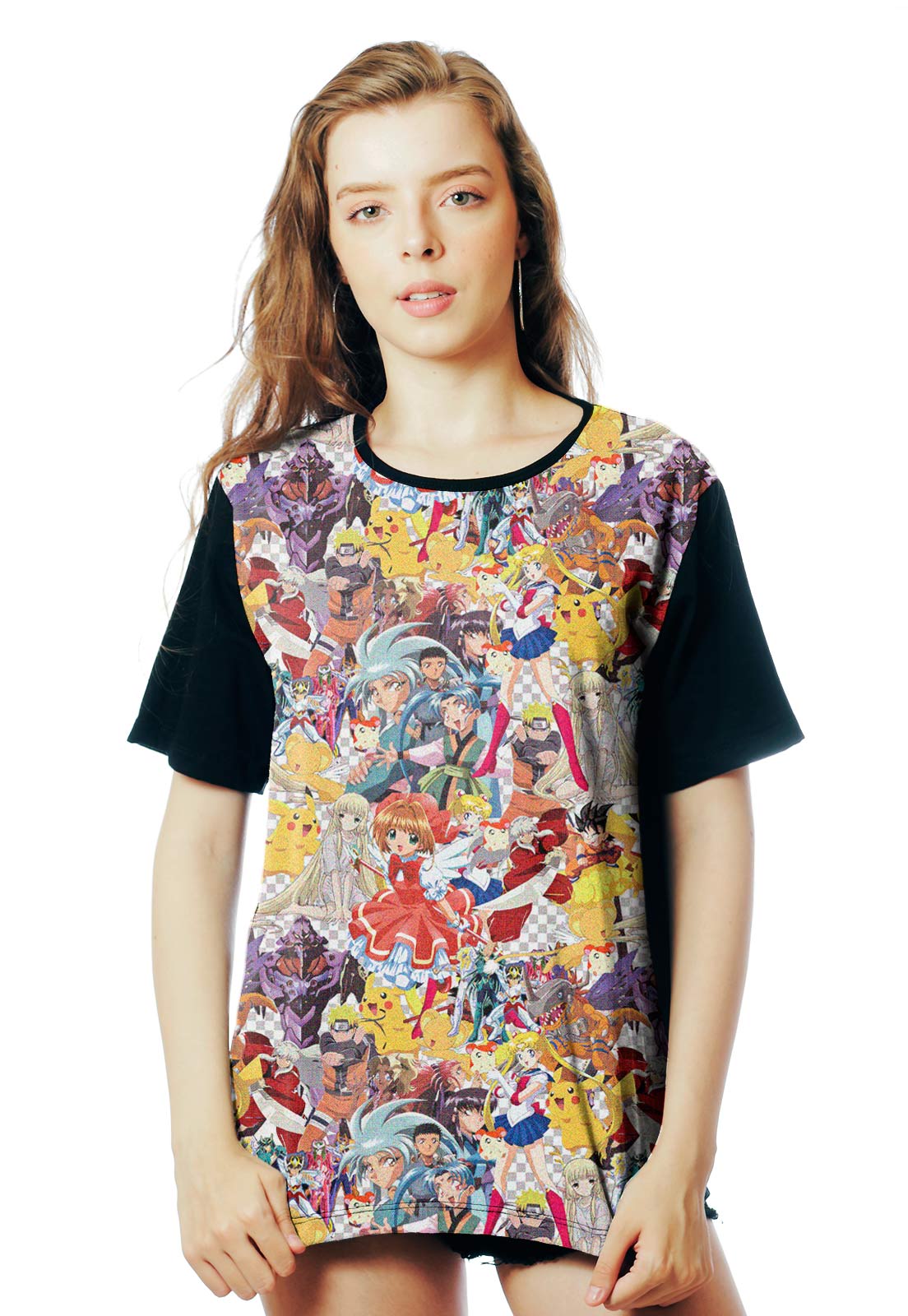 Camiseta ElephunK Estampada Geek Anime Lovers Preta