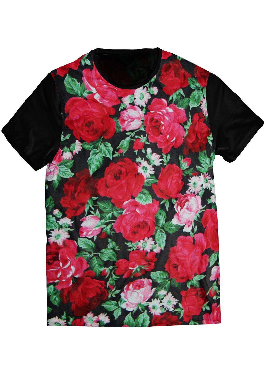 Camiseta Floral ElephunK Estampada Mônaco Florida Preta