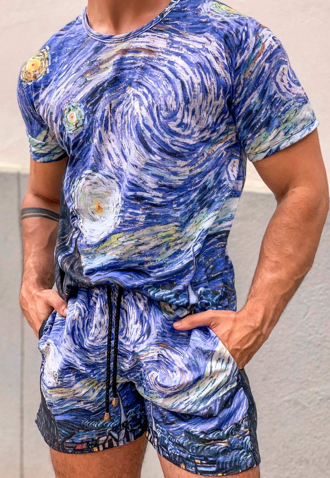 Conjunto Estampado Camiseta + Shorts Unissex Van Gogh 