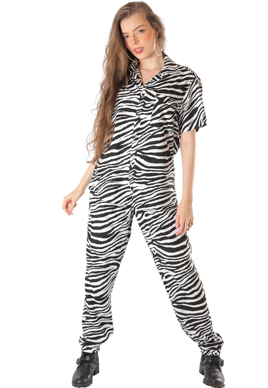 Conjunto Estampado Zebras Animal Print Camisa + Zebra Power