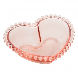 Bowl 18 cm de cristal rosa coração Pearl Wolff - 28457