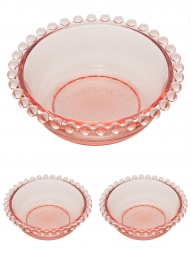 Jogo 3 bowls 14 cm para sobremesa de cristal rosa Pearl Wolff - 28440