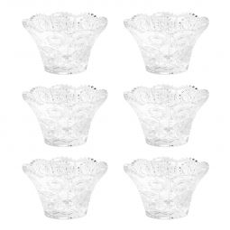 Jogo 6 bowls 12,5 cm para sobremesa de cristal transparente Starry Wolff - 25547