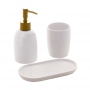 Conjunto 3 peças para banheiro de cerâmica branco e dourado Paris Lyor - L4501