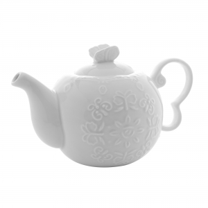 Conjunto 3 peças para chá de porcelana branca Butterfly Bon Gourmet - 26412