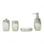 Conjunto 4 peças para banheiro de cerâmica prateada Lux Prestige - 26846