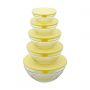Conjunto 5 potes de vidro transparente e tampa de plástico Amarelo Bon Gourmet - 25622(3)