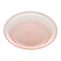 Jogo 4 pratos 14 cm para sobremesa de cristal rosa Pearl Wolff - 28439