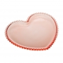 Jogo 4 pratos 18 cm  para sobremesa de cristal rosa coração Pearl Wolff - 28451