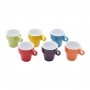 Jogo 6 xícaras 60ml para café de porcelana colorido com suporte Bon Gourmet - 30367