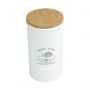Pote 1,25 litro de porcelana branca com tampa de madeira Sweet Home Bon Gourmet - 27444