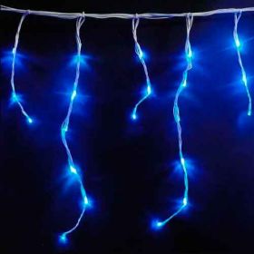 Cascata de Natal 200 LED Fixo Fio Branco Luz Azul 5 x 0,65 Metros