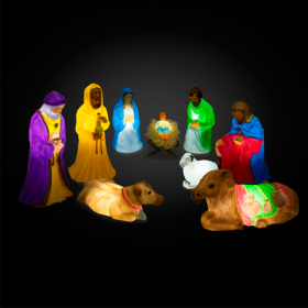 Presépio de Natal Sagrada Família Colorido 9 Peças em Polietileno