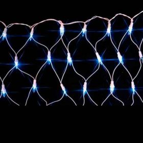 Rede de Natal 160 LED 4 Funções Fio Branco Luz Azul 2,2 x 1,25 Metros
