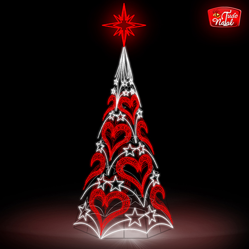 Árvore de Natal Luminosa Gigante Corações e Cometas de Estrutura Metálica  Confeccionada em LED - Tudo Natal - O Melhor Preço em Pisca Pisca e  Iluminação de Natal!