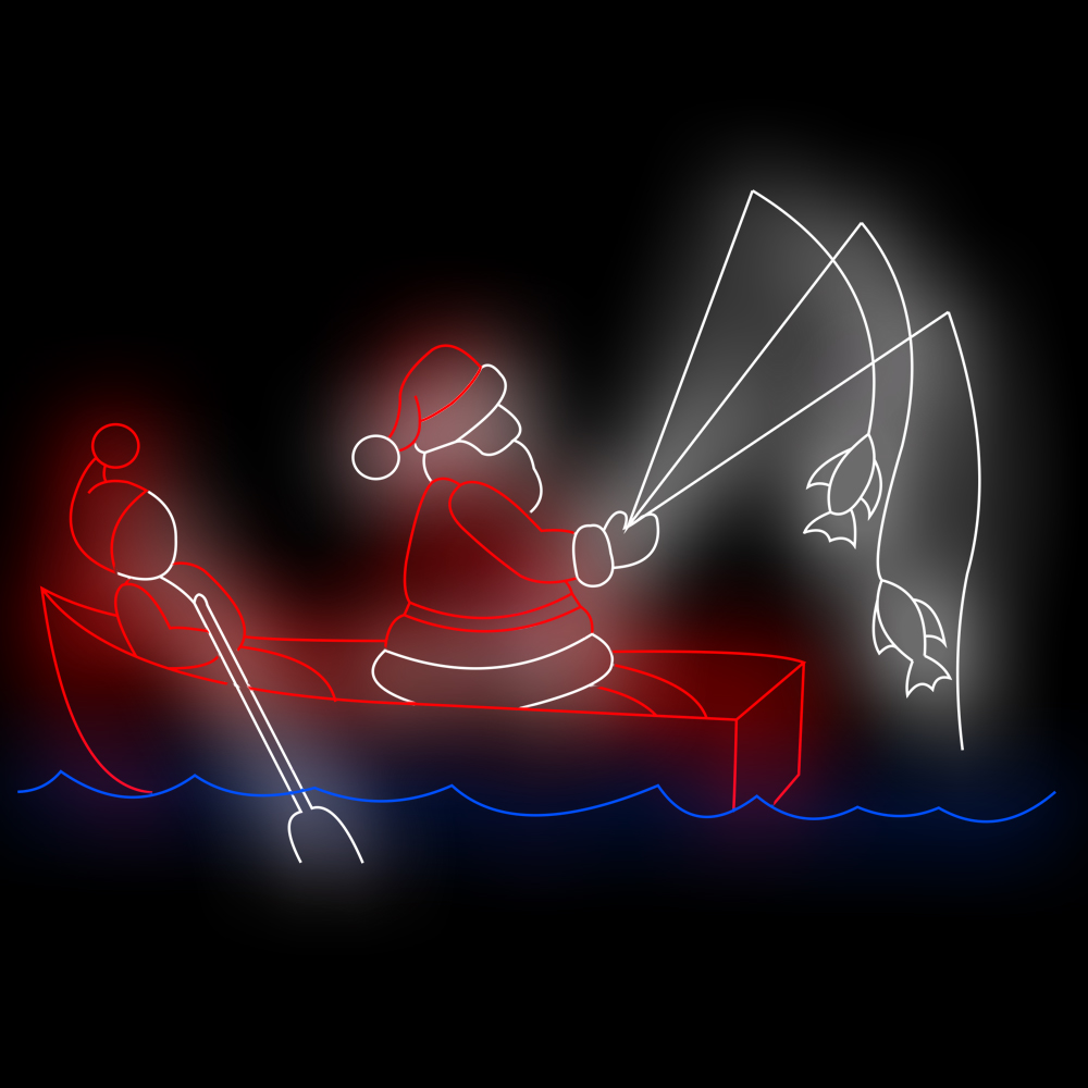 Figura de Natal Luminosa Papai Noel Pescador
